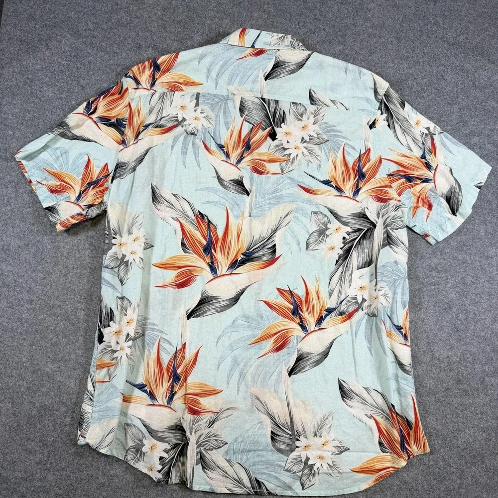 Margaritaville Shirt Mens XL Blue Floral Hawaiian Tropical Short Sleeve